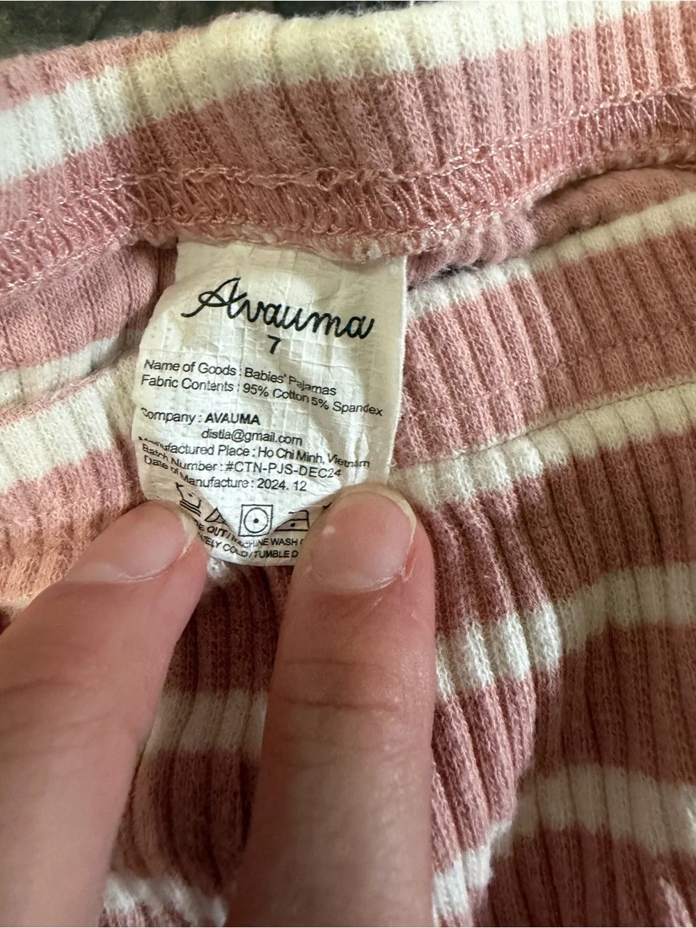 Anauma Girls Ribbed Pink & White Striped Pajama Set Size 7 Cozy Soft